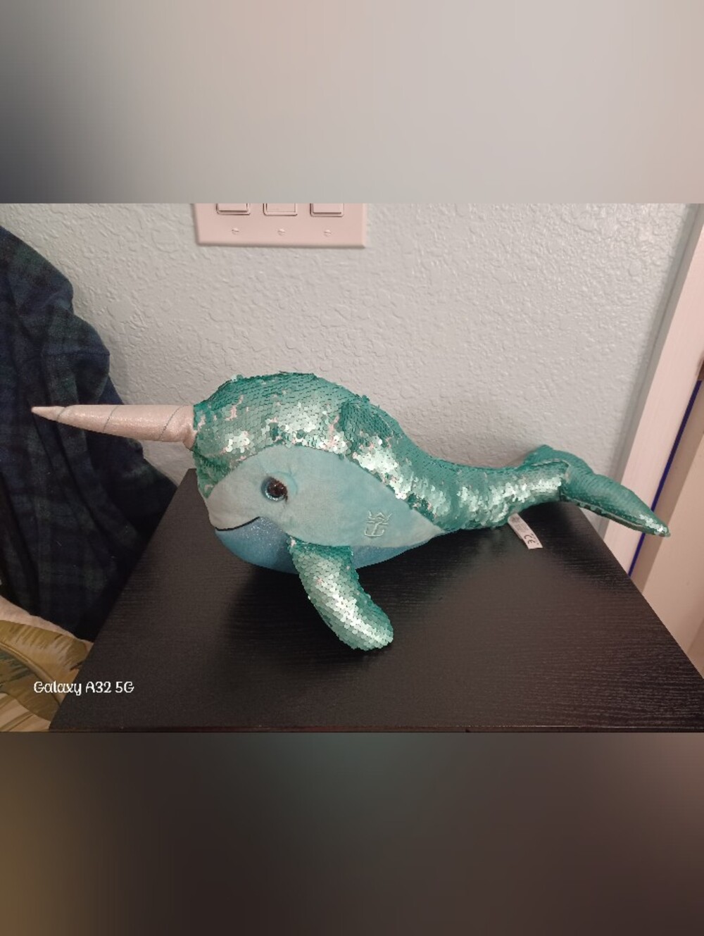 Sparkling Teal Sequin Narwhal Plush - The Petting Zoo